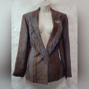 VTG Lady Reiner Western Cowgirl Couture Horse Country Blazer Jacket Fringe Rodeo